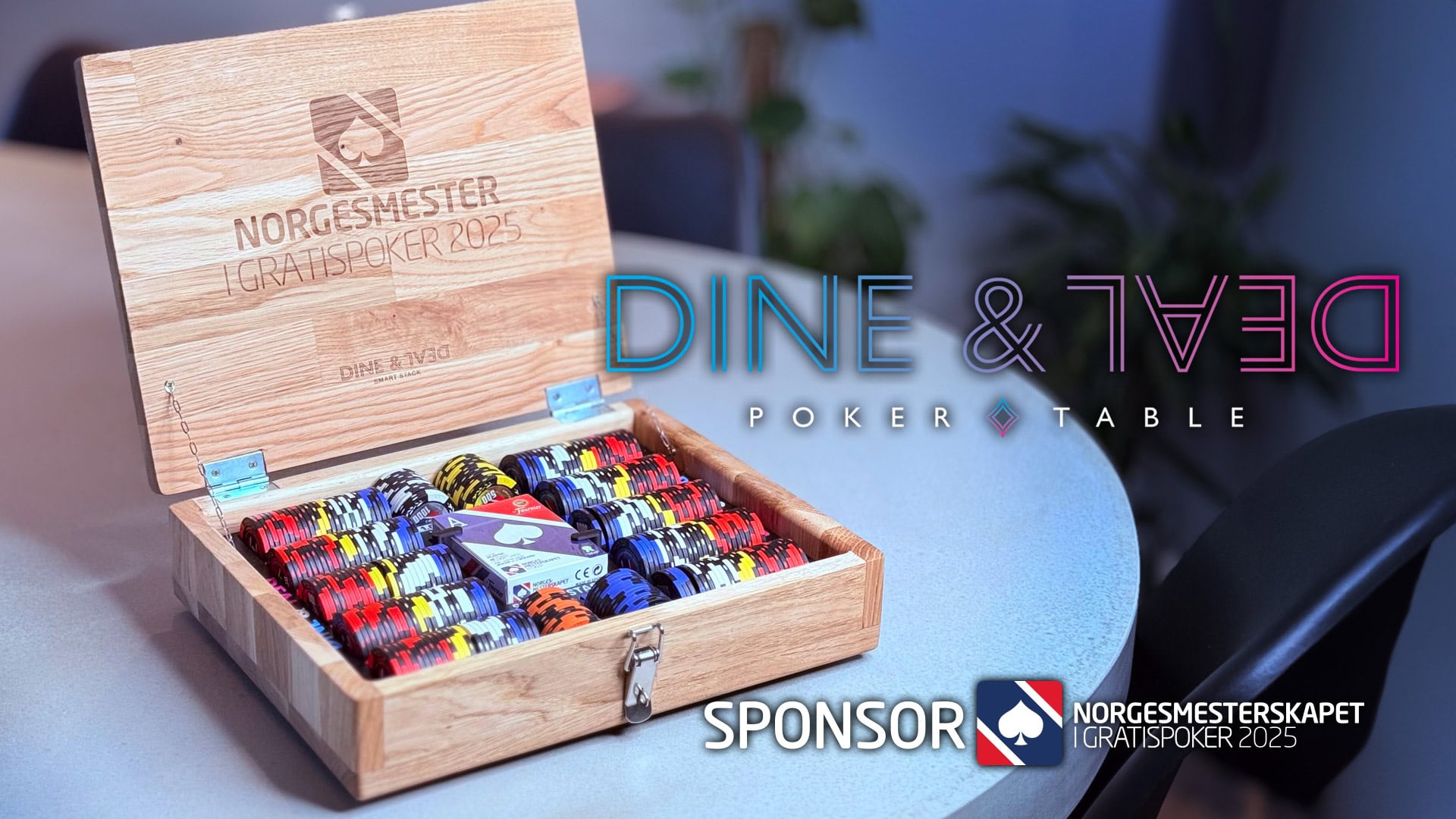 DINE & DEAL poker table – Sponsor av Norgesmesterskapet i Gratispoker 2025
