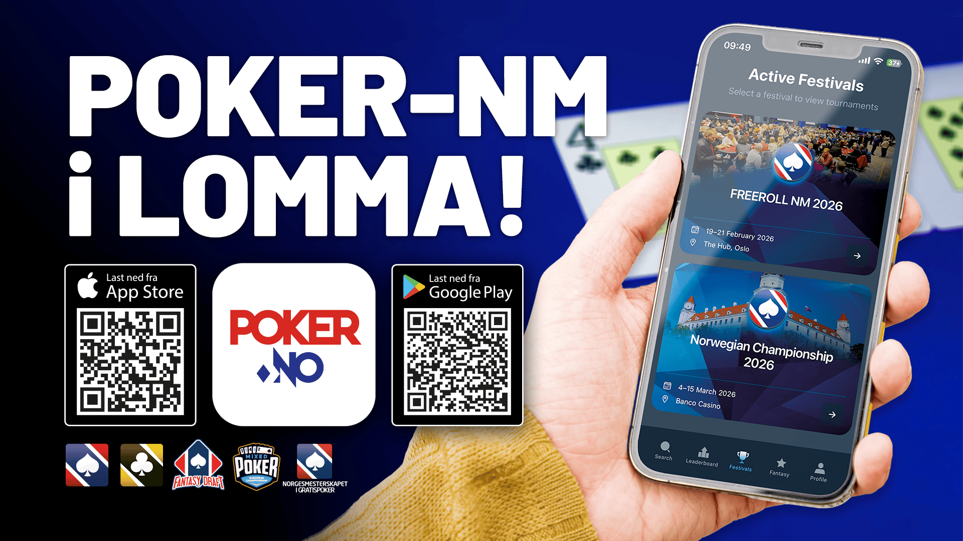 Poker-NM rett i lomma! Poker.no app.